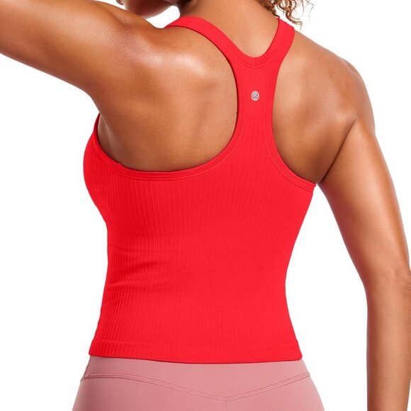 Other - Deep Red Seamless Ribbed Womens Tank Top Racerback Camisoles with Built-in Bra,
